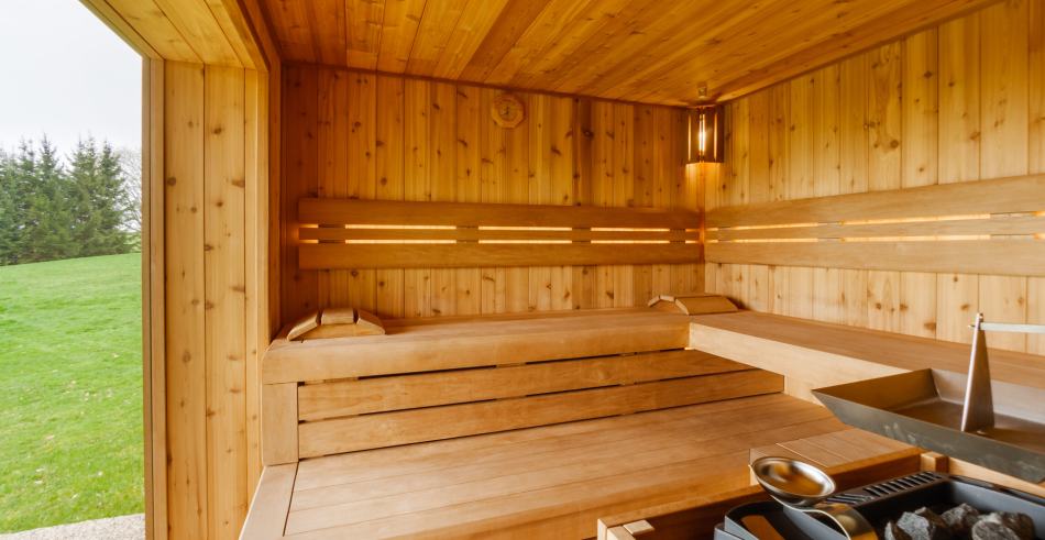 Prosklená sauna gold dark